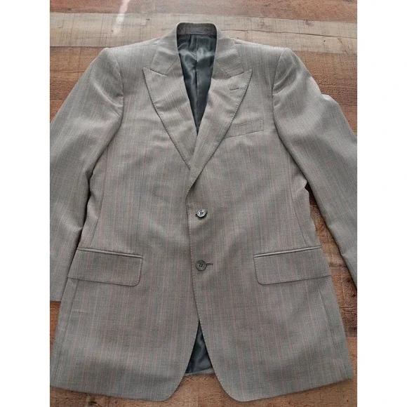 Yves Saint Laurent Rive Gauche Blazer Size 50r wool And silk Striped 2417 - Picture 3 of 16